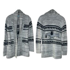 Goddis Tegan Boyfriend Grey Alpaca Cardigan Sweater S/M